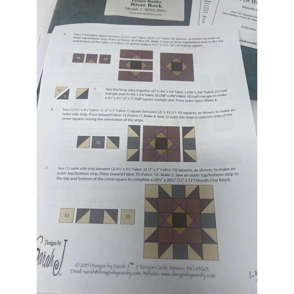 River Rock Block Of The Month by Keepsake Quilting 10 Inch Square Month One 2015